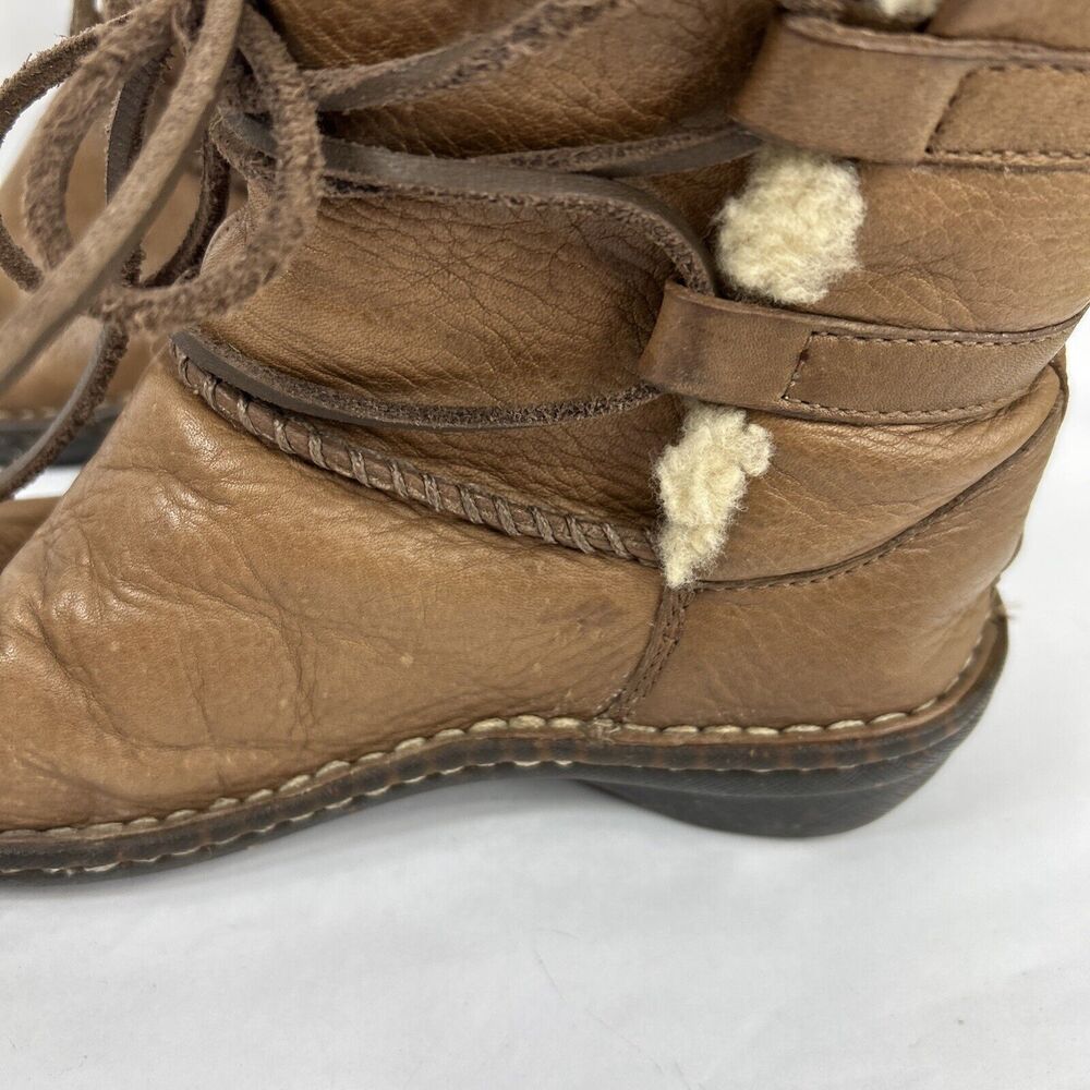 Ugg Boots Women 5 Caspia Ankle Short Sheepskin Winter Brown Leather Lace Up 1932 - Picture 5 of 15